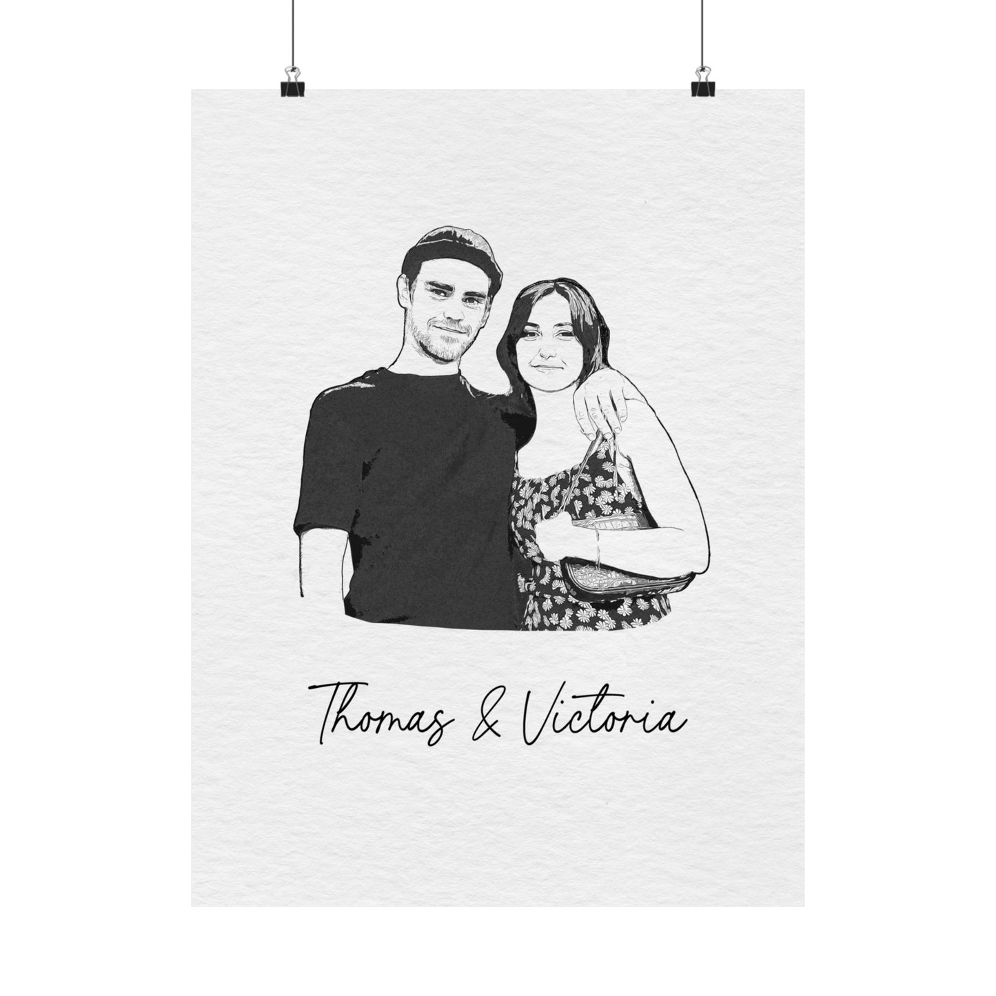 Minimalist Couple Portrait | Paper Anniversary Gift for Him or Her