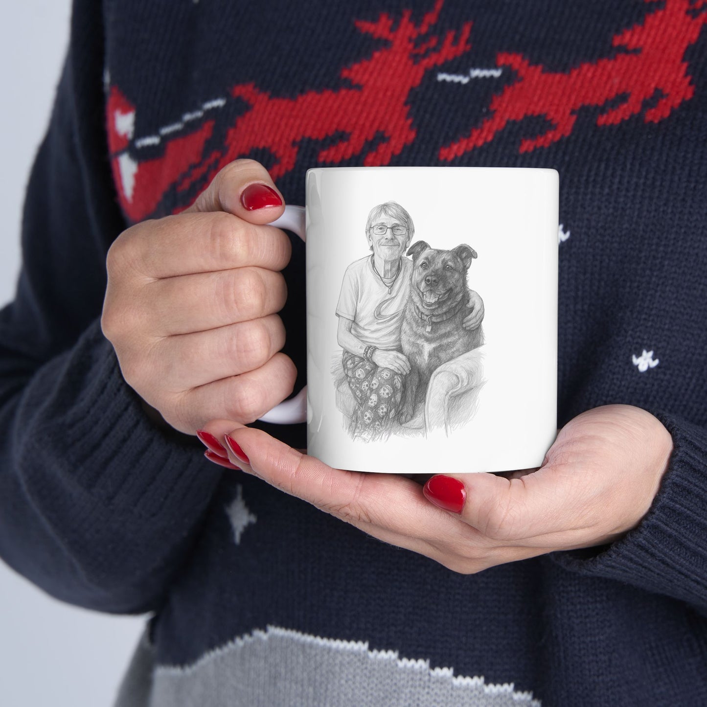 Ceramic Mug with Custom Pet Portrait