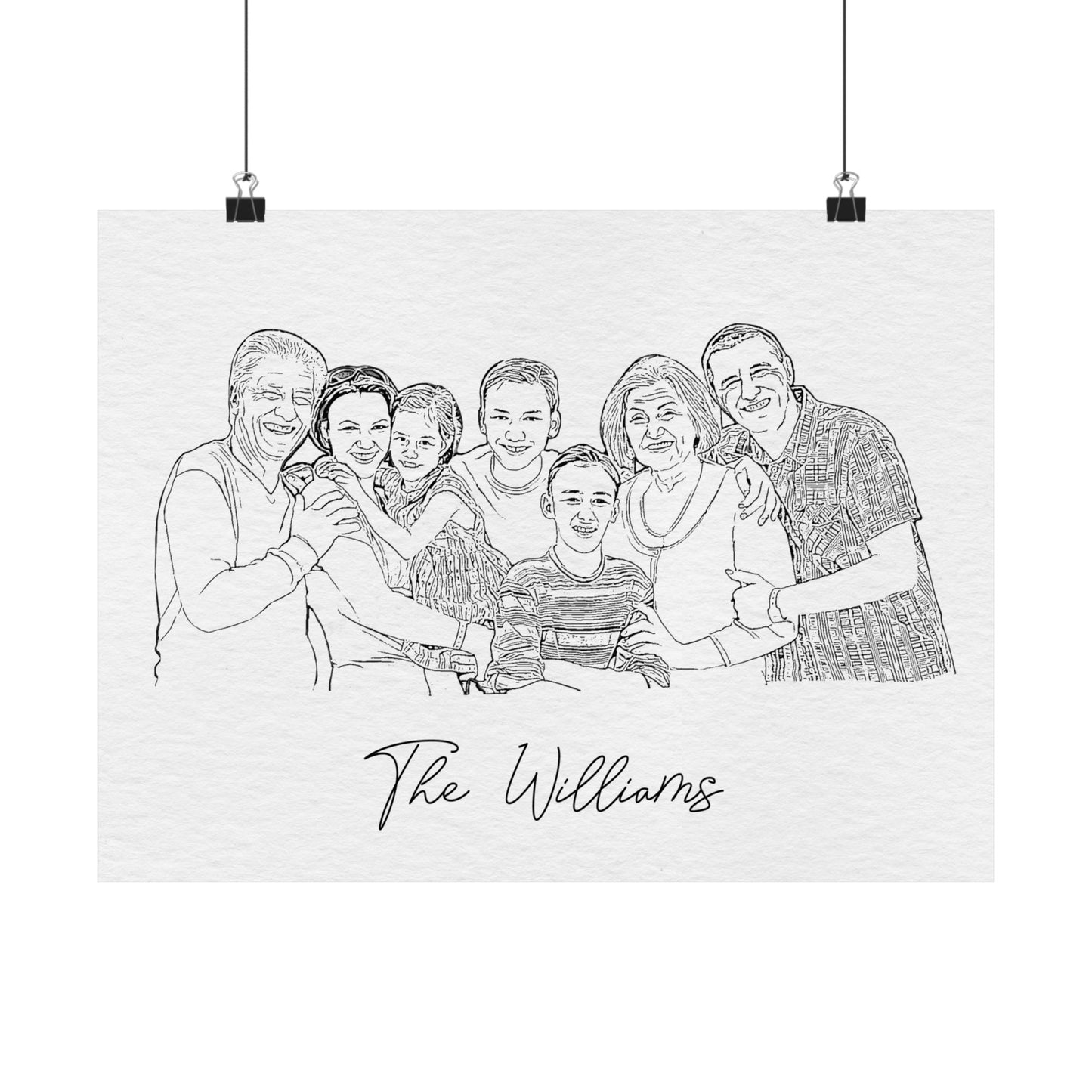 Custom Family Portrait in Minimalist Line Art Style
