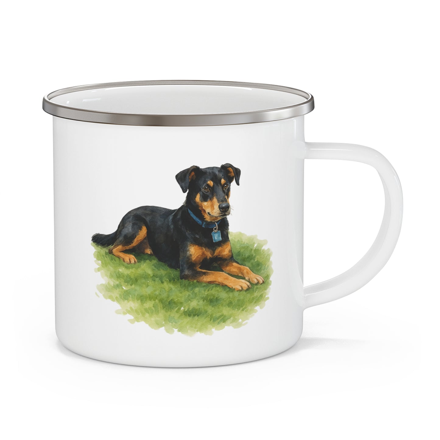 Personalized Enamel Camping Mug with Custom Pet Portrait
