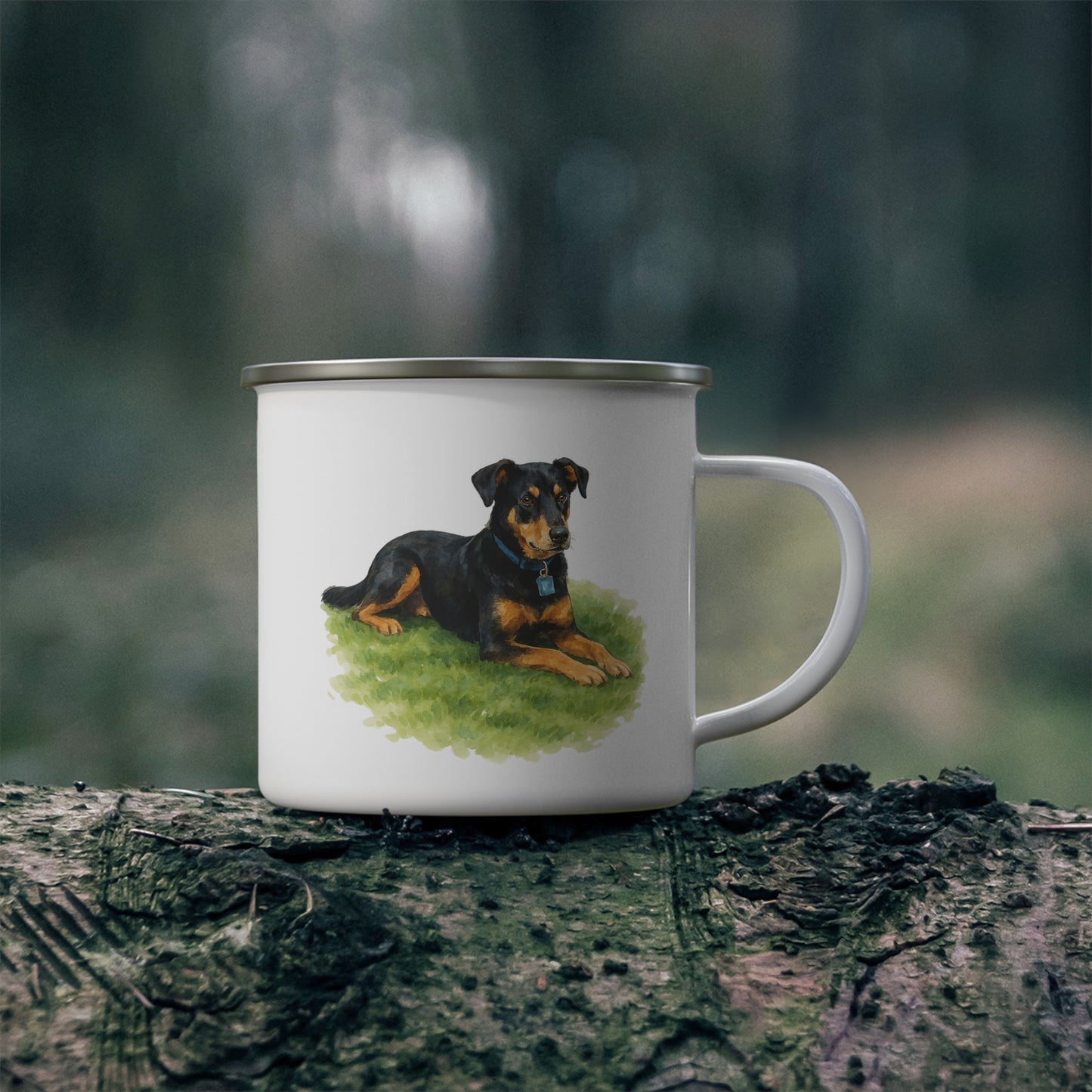 Personalized Enamel Camping Mug with Custom Pet Portrait
