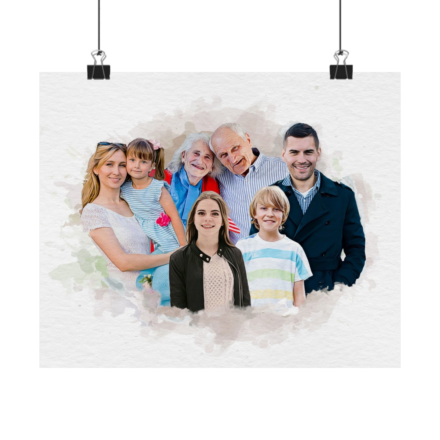 Custom Watercolor Family Portrait from Photo | Personalized Family Keepsake