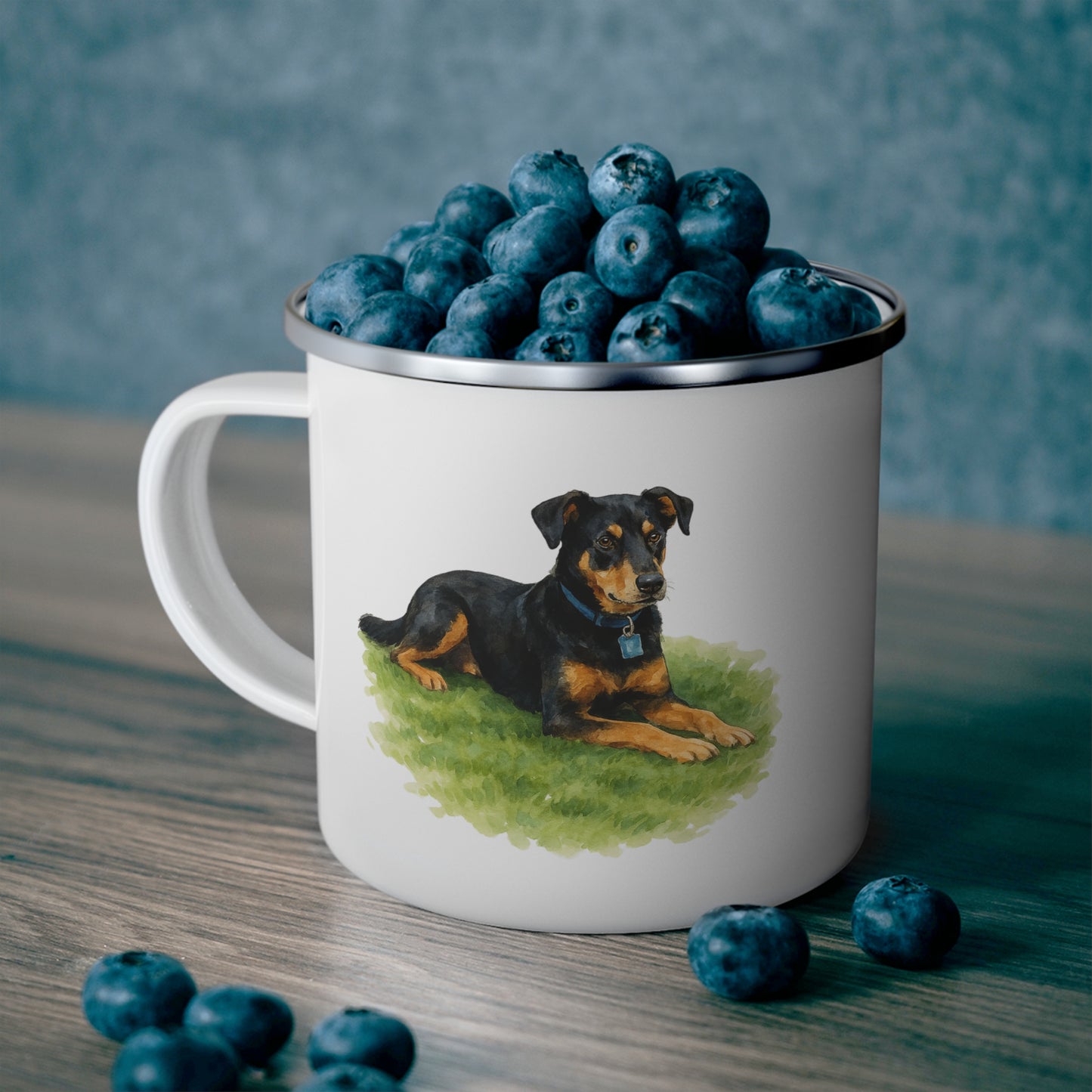 Personalized Enamel Camping Mug with Custom Pet Portrait