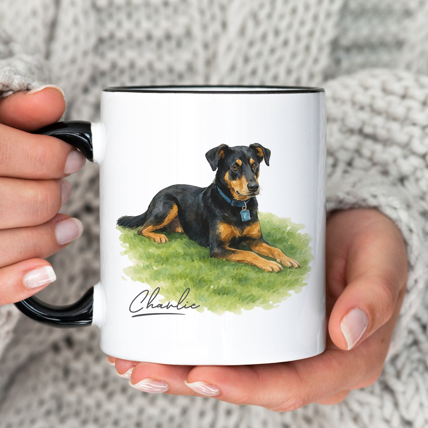 Two-Tone Accent Coffee Mug with Custom Pet Portrait