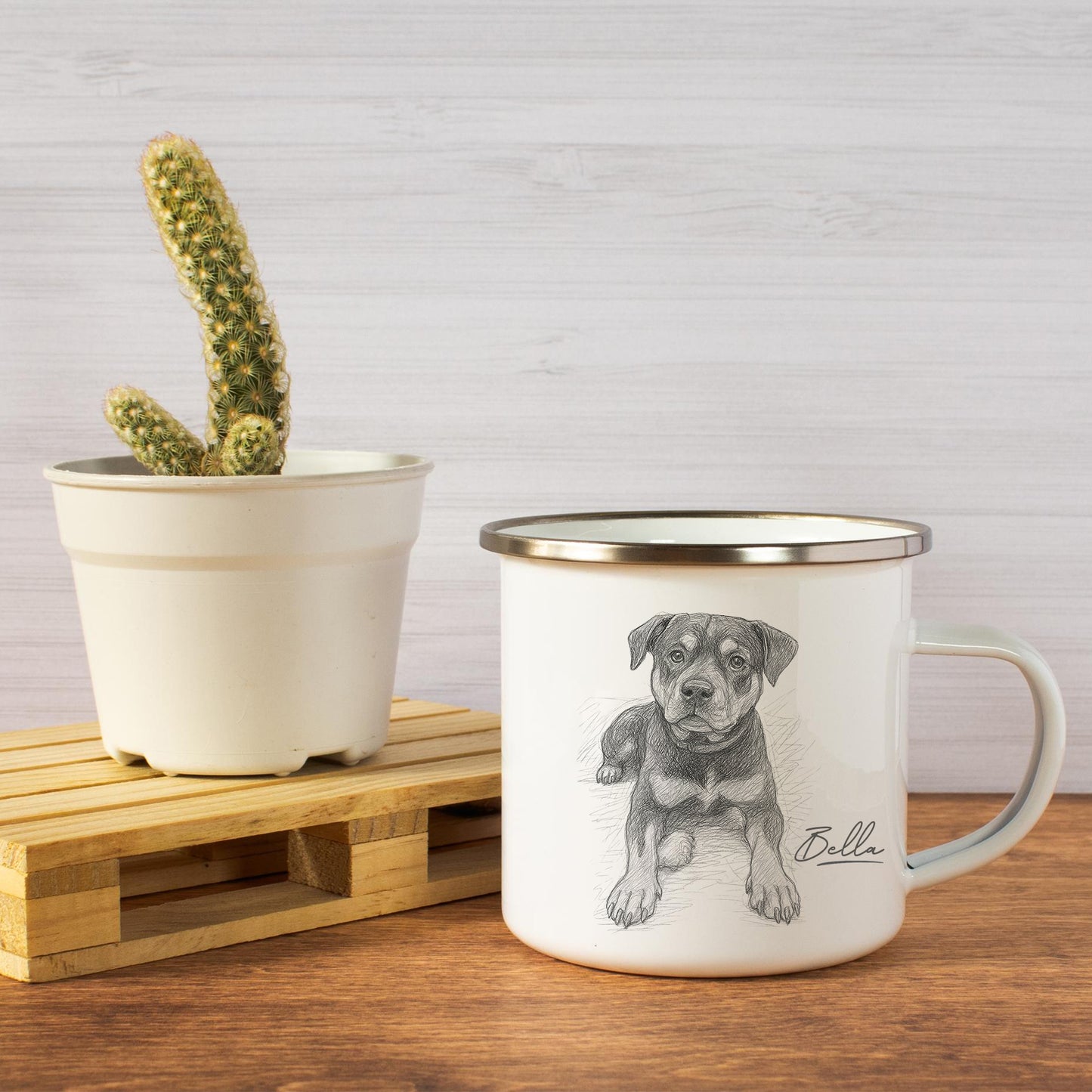 Personalized Enamel Camping Mug with Custom Pet Portrait
