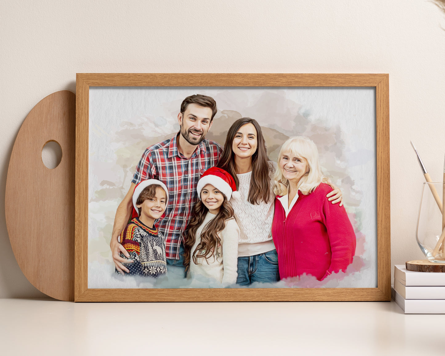Custom Watercolor Family Portrait from Photo | Personalized Family Keepsake