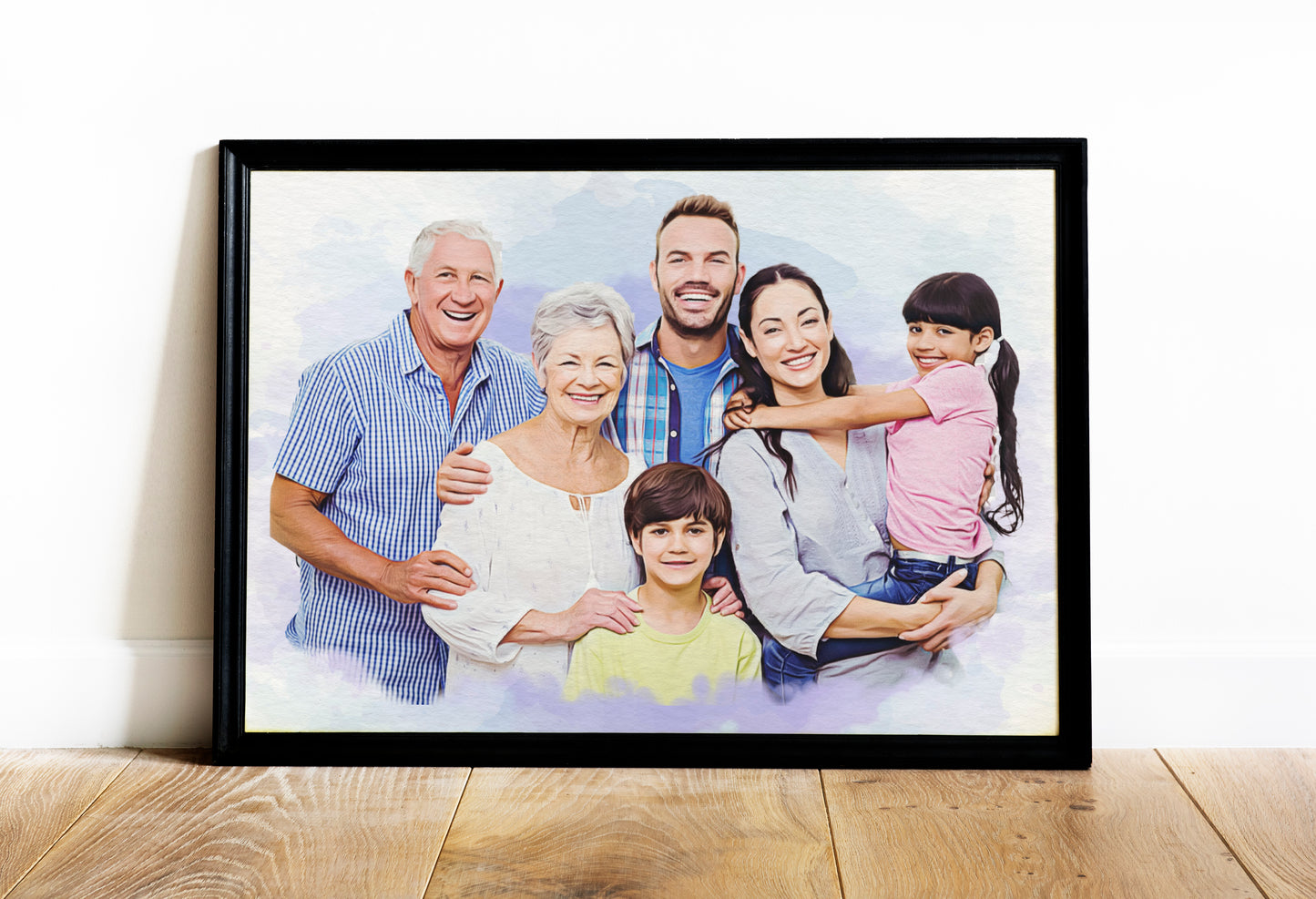 Custom Watercolor Family Portrait from Photo | Personalized Family Keepsake