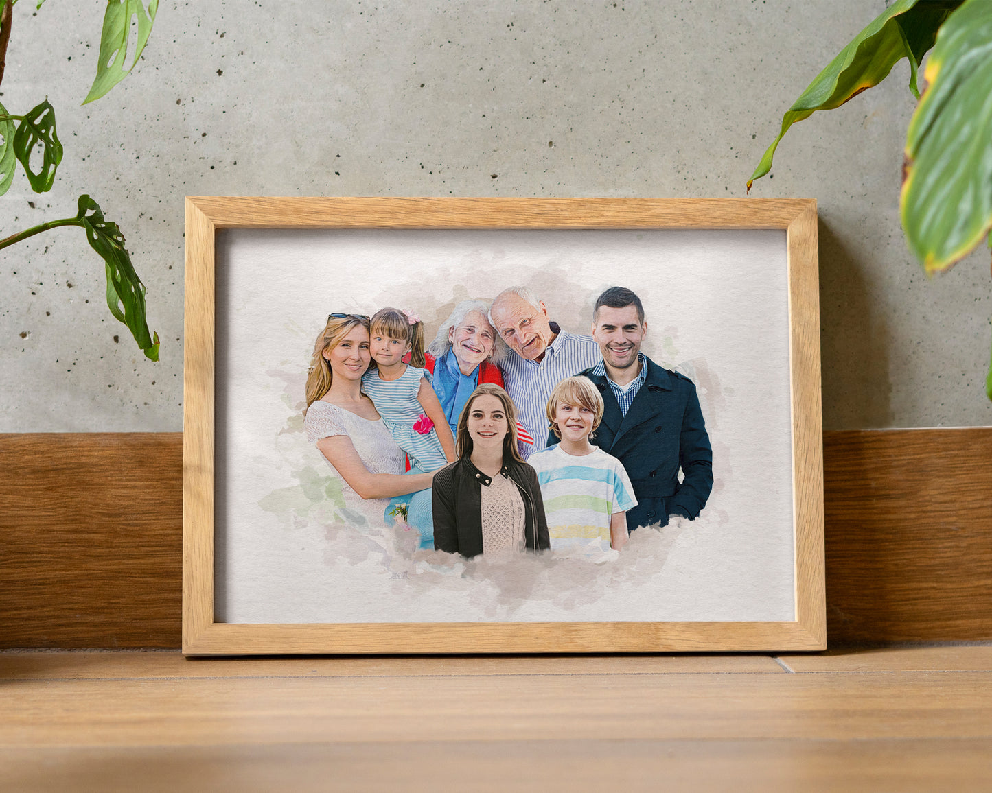 Custom Watercolor Family Portrait from Photo | Personalized Family Keepsake