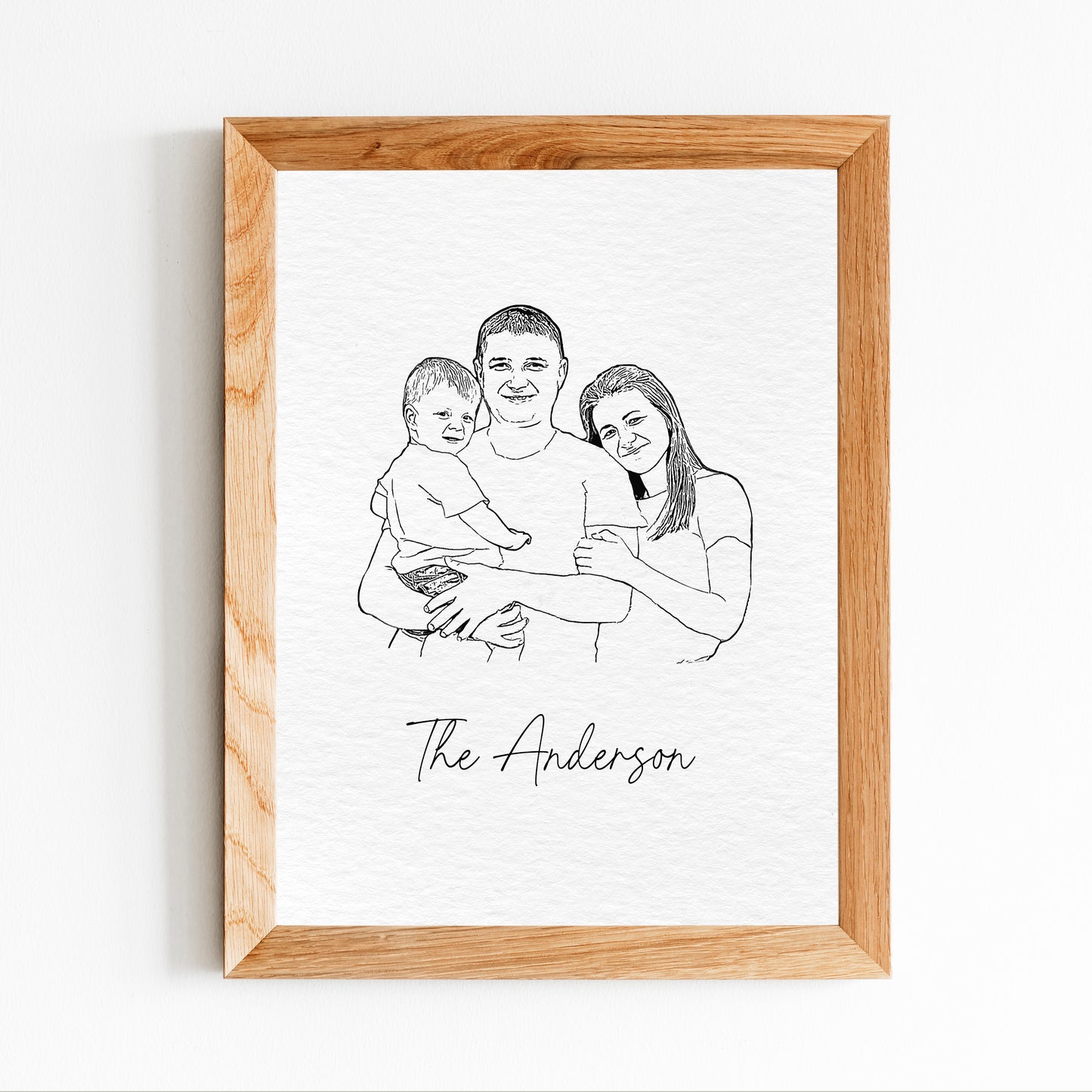 Custom Family Portrait in Minimalist Line Art Style