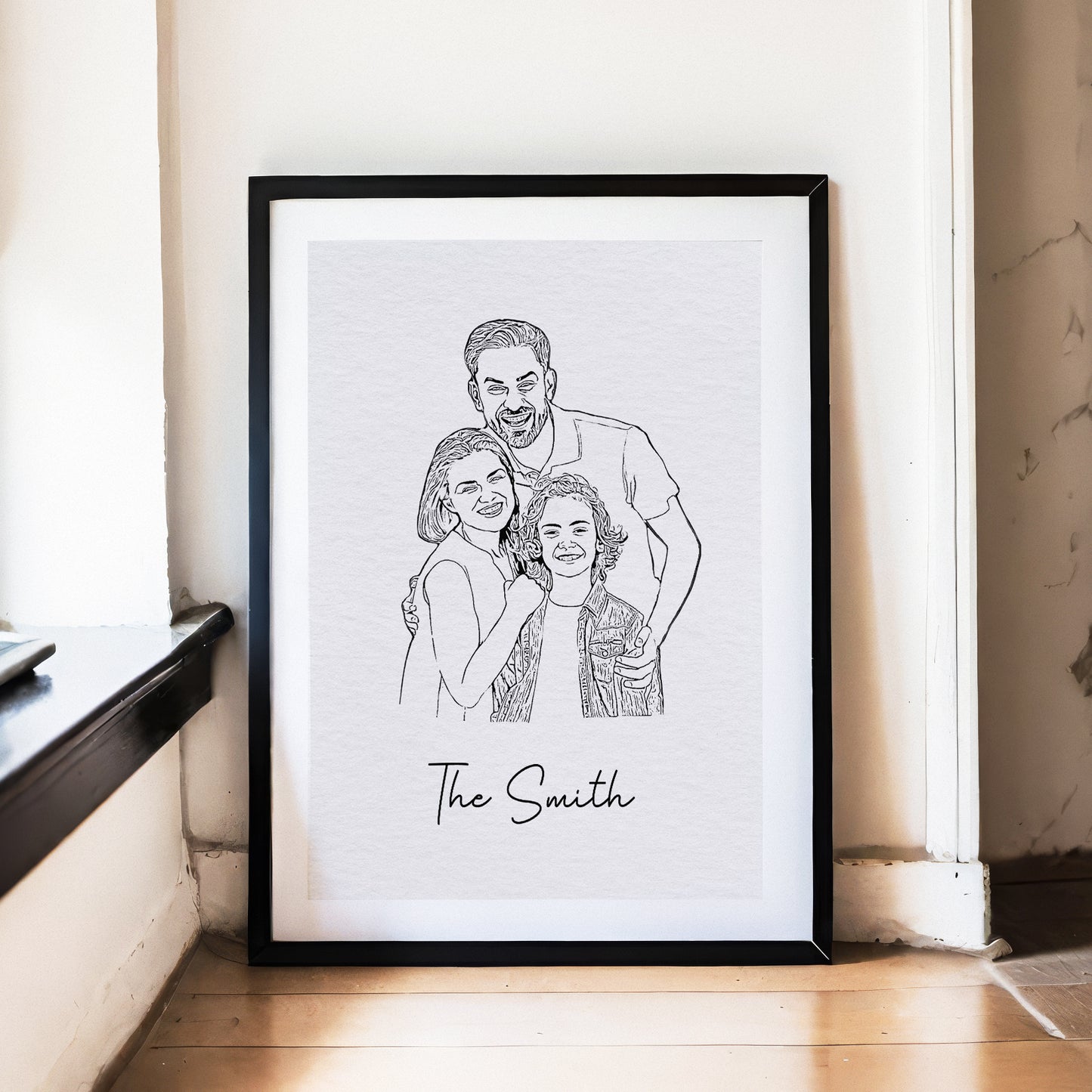 Custom Family Portrait in Minimalist Line Art Style