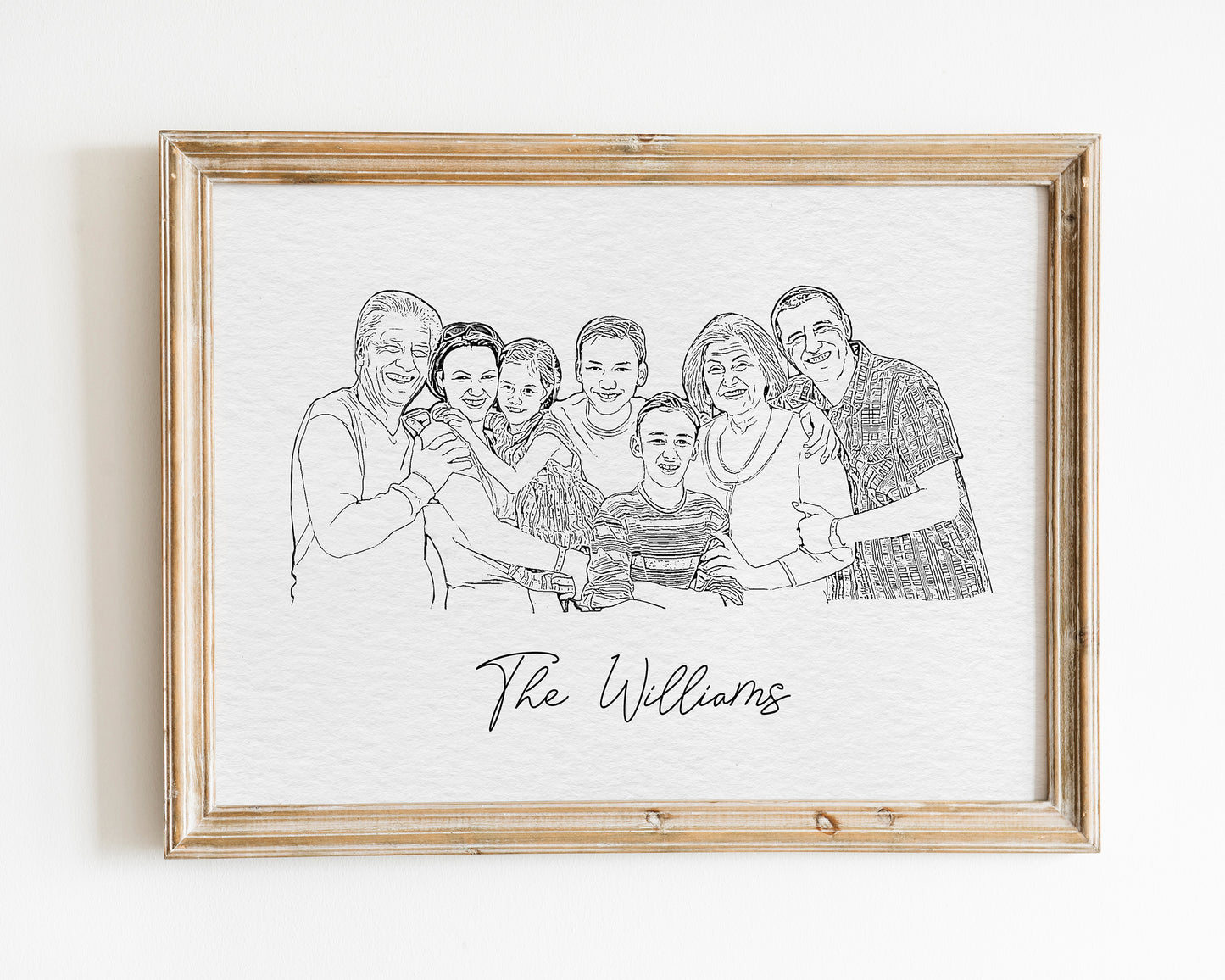 Custom Family Portrait in Minimalist Line Art Style