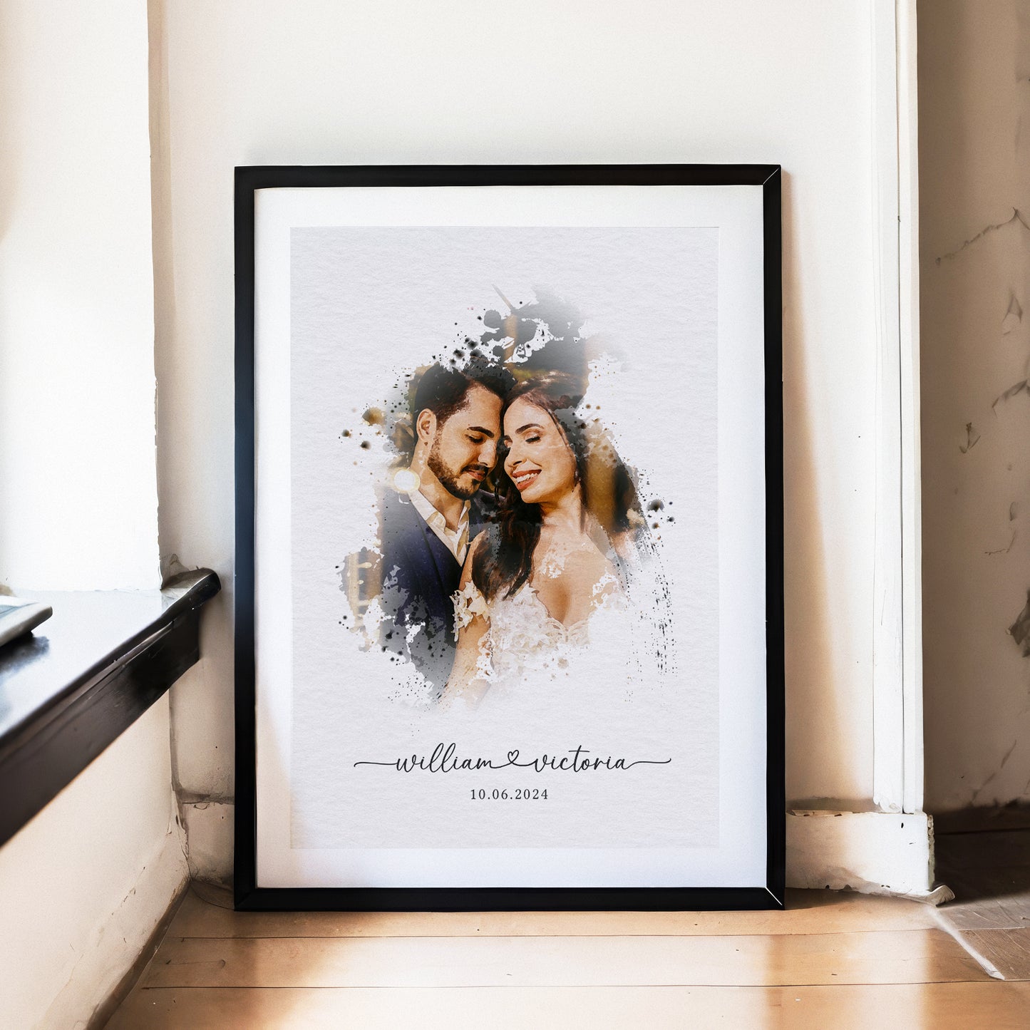 watercolor couple portrait