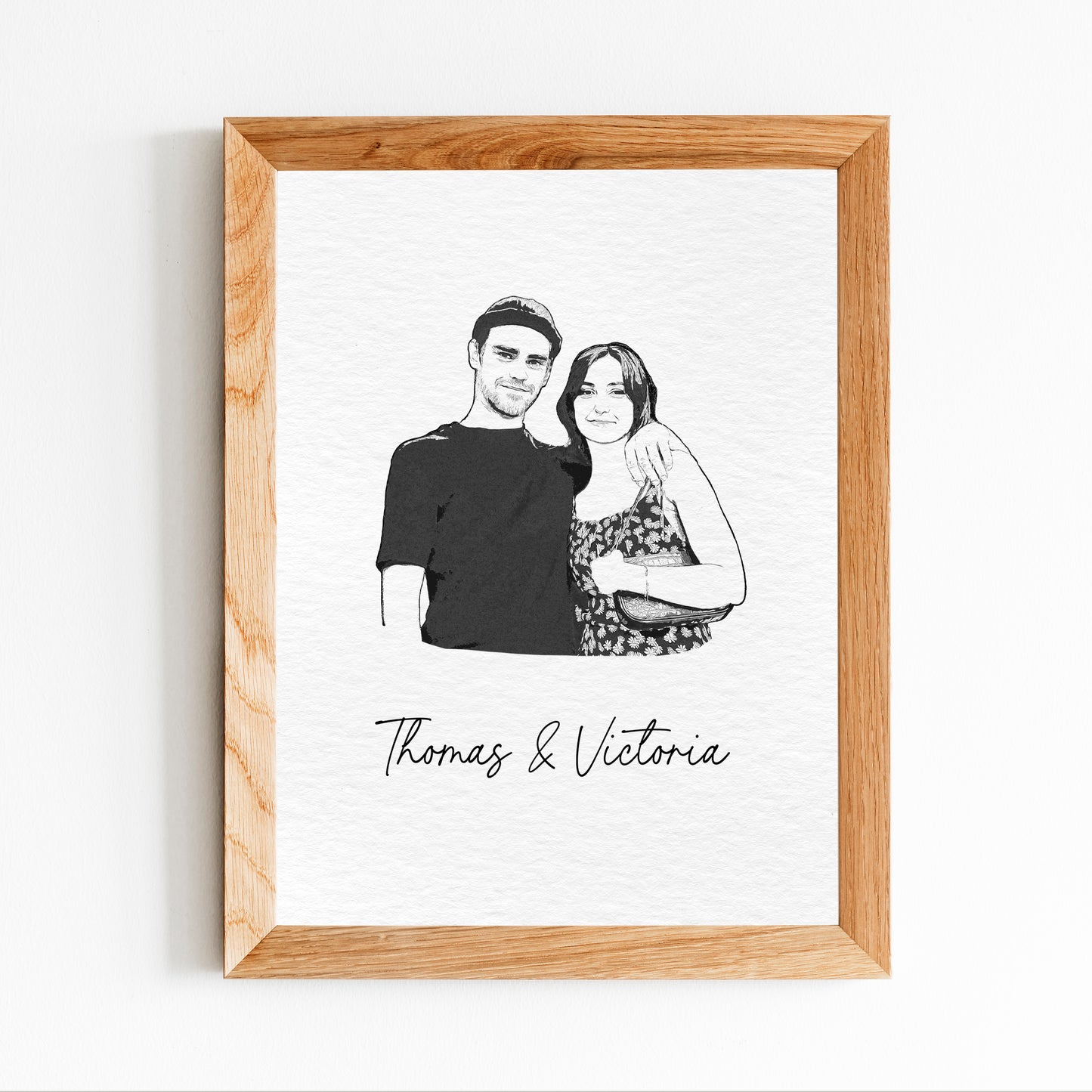 Minimalist Couple Portrait | Paper Anniversary Gift for Him or Her