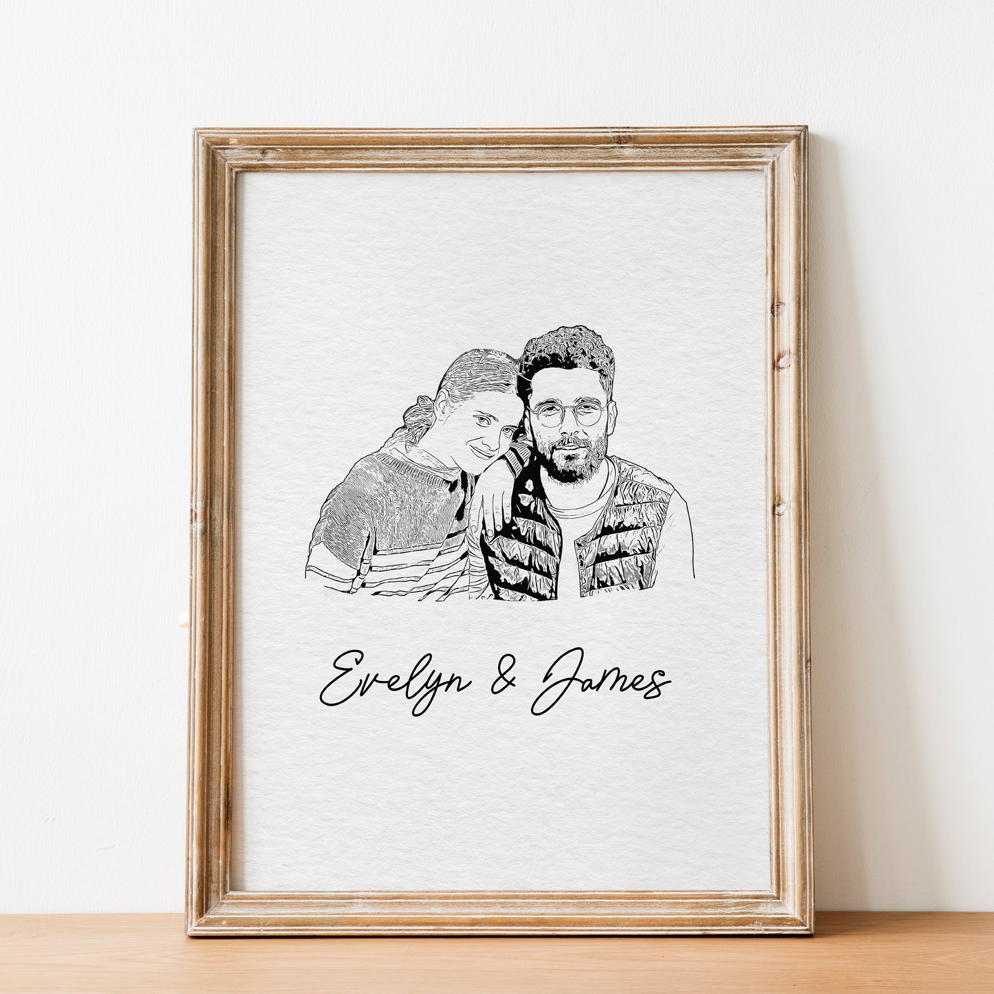 Minimalist Couple Portrait | Paper Anniversary Gift for Him or Her