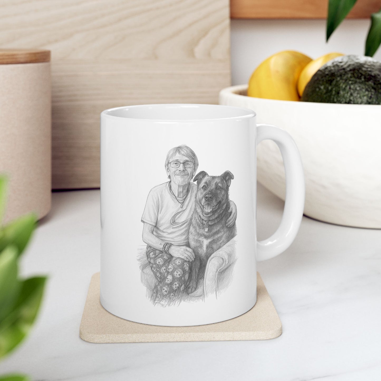 Ceramic Mug with Custom Pet Portrait