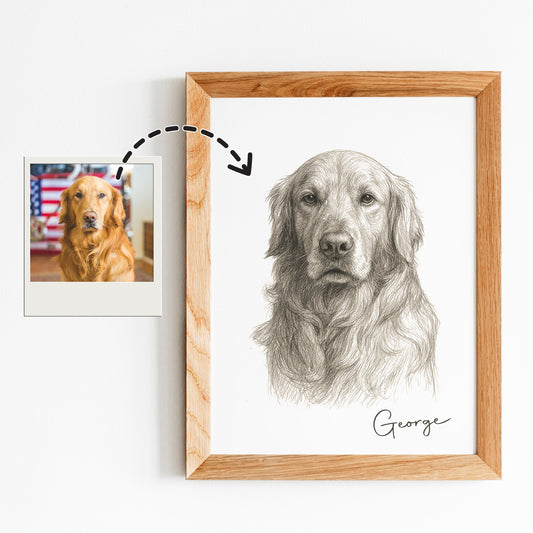 Custom Pet Portrait Poster | Turn Your Pet Photo Into A Watercolor Style Drawing
