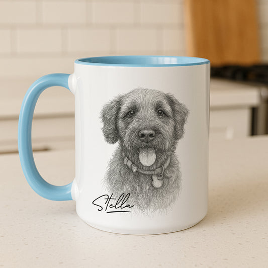 Two-Tone Accent Coffee Mug with Custom Pet Portrait